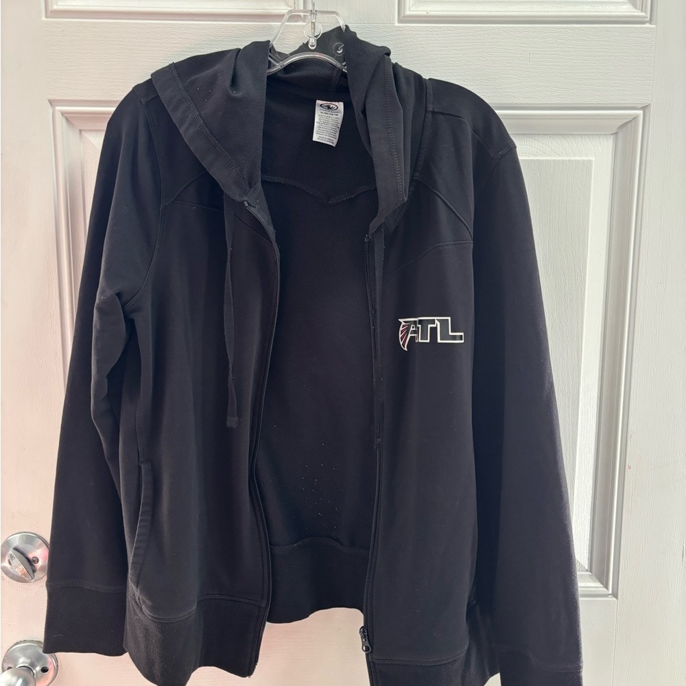 ATL Falcons logo zip up cotton Black Hoodie